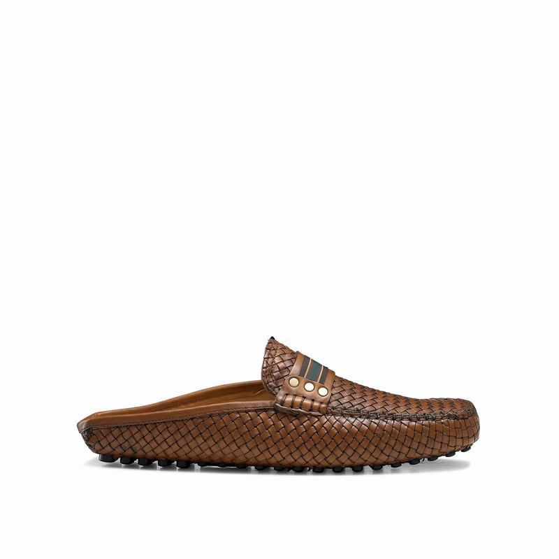 Russell & Bromley Cabriolet Backless Loafers Mens Brown [YRG5296AA]